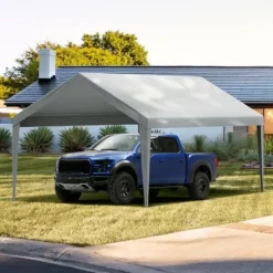 Carport udskiftningsoverdækning, 610x364x95 cm, grå, vandtæt