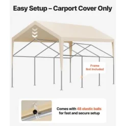 Carport udskiftningspresenning 3,6x6 m beige, vandtæt, kraftig