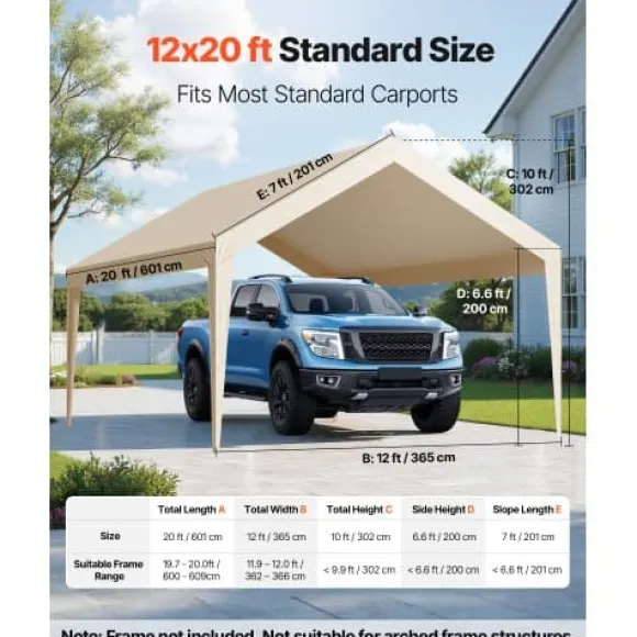 Carport udskiftningspresenning 3,6x6 m beige, vandtæt, kraftig