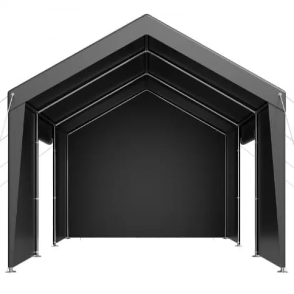 Carport, 305x609x287 cm, Grå, Kraftig udendørs ly