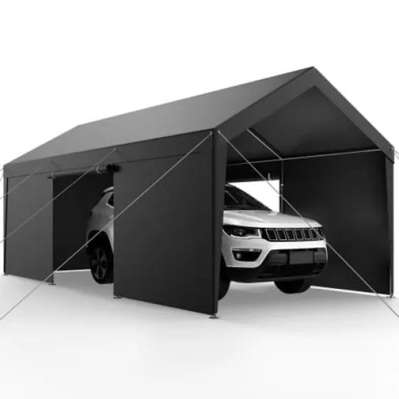 Carport, 305x609x287 cm, Grå, Kraftig udendørs ly