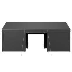 Carport, 365x609x302 cm, Grå, Stålramme