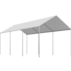 Carport-udskiftningspresenning - Garagepresenning - 3 x 6 m - UV-resistent - Vandtæt - Kraftigt Overtræk - Med Kugleelastikker - Uden Ramme - Grå