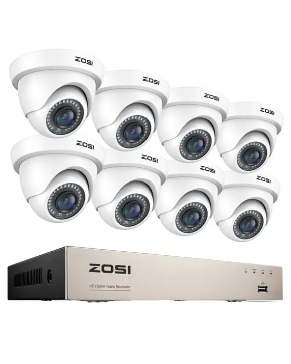 CCTV Sikkerhedskamera System, 8 Kanal HD 1080P, Vandtæt IR Filter, Hvid Kamera, Ingen