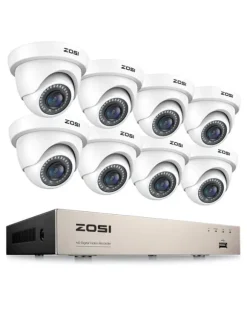 CCTV Sikkerhedskamera System, 8 Kanal HD 1080P, Vandtæt IR Filter, Hvid Kamera, Ingen