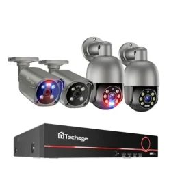 CCTV Sikkerhedssystem, 4K Opløsning, To-Vejs Lyd,8CH NVR 4 Kamera, Ingen indbygget HDD