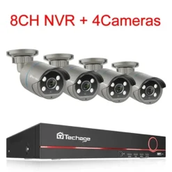 CCTV Sikkerhedssystem, 4MP HD Opløsning, To-vejs Lyd, , 8CH NVR 4 Cameras, 3T（户外运动）