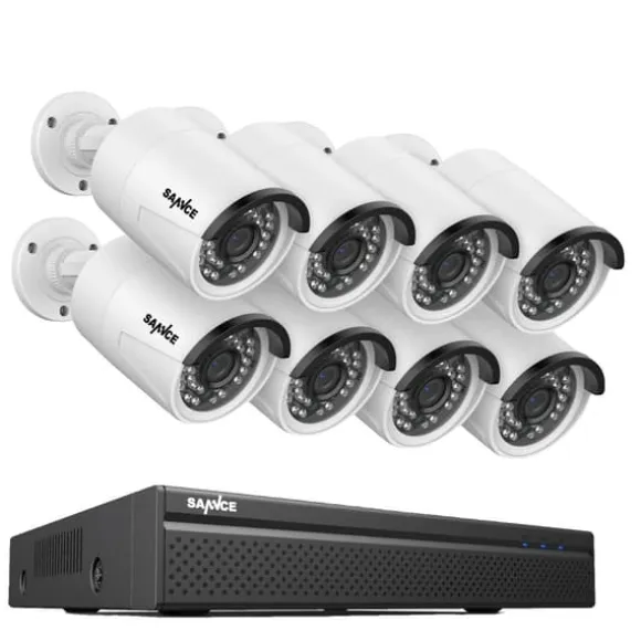 CCTV Sikkerhedssystem, 5MP/3MP Opløsning, IP66 Vandtæt, 8PCS 5MP, Ingen
