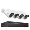 CCTV Sikkerhedssystem, 5MP/3MP Opløsning, IP66 Vandtæt, 4 stk 5MP, 2T