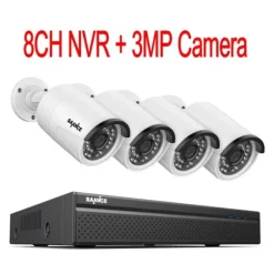 CCTV Sikkerhedssystem, 5MP/3MP Opløsning, IP66 Vandtæt, 4PCS 3MP, 4T