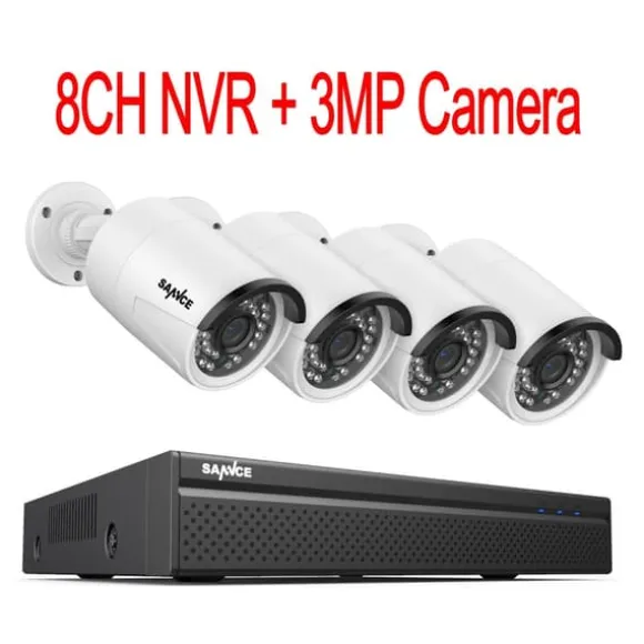 CCTV Sikkerhedssystem, 5MP/3MP Opløsning, IP66 Vandtæt, 4PCS 3MP, 4T