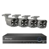 CCTV Videoovervågning, To-vejs lyd, Smart AI Ansigtsgenkendelse, 2T, 8CH 4 stk 5MP kamera