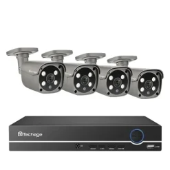 CCTV Videoovervågning, To-vejs lyd, Smart AI Ansigtsgenkendelse, 2T, 8CH 4 stk 5MP kamera