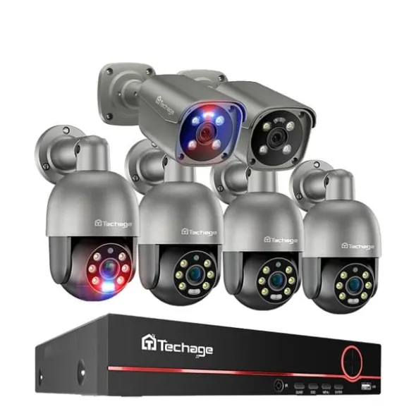 CCTV-system, 8MP opløsning, tovejskommunikation,8CH NVR 6 Kamera A, 1T