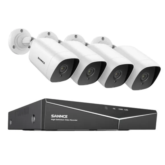 CCTV-system, 1080P opløsning, 4 kameraer inkluderet,4CH DVR 4 Kamera, 4T