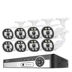 8CH NVR Sikkerhedskamera System, 4K Opløsning, AI Menneske Detektion,1T, 8CH NVR 8PCS KAMERA 5MP