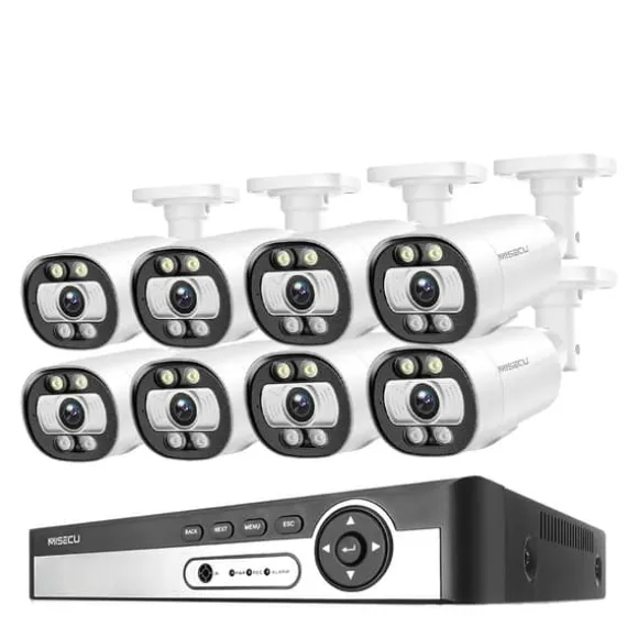 8CH NVR Sikkerhedskamera System, 4K Opløsning, AI Menneske Detektion,1T, 8CH NVR 8PCS KAMERA 5MP