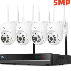 16CH NVR Sikkerhedssystem, 5MP Høj Opløsning, IP66 Vandtæt,3T（udendørs sport）, Eu stik, 16CH NVR 5MP 4 Cas