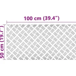Checker plader 2 stk. Aluminium, Skridsikker og Vandafvisende | Størrelse: 100x50 cm | Farve: Sølv