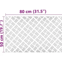 Checker plader i aluminium - Skridsikre trappetrin | Størrelse: 80x50 cm | Farve: Sølv