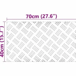 Checker plader i aluminium - Skridsikre trappetrin | Størrelse: 70x40 cm | Farve: Sølv