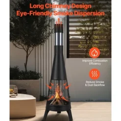 Chiminea Udendørs Brændeovn, 20 Tommer, Med Grillnet og Skorstensbelægning