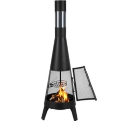 Chiminea, 50,8x149,5 cm, Sort, Udendørs brændefyret pejs