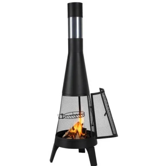 Chiminea, 50,8x149,5 cm, Sort, Udendørs brændefyret pejs