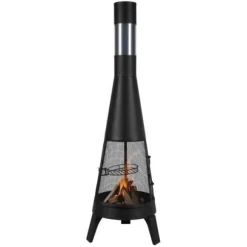 Chiminea, 50,8x149,5 cm, Sort, Udendørs brændefyret pejs