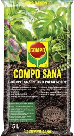 Compo Sana substrat til grønne planter og palmer 5L blanding af tørv, perlit og dolomit