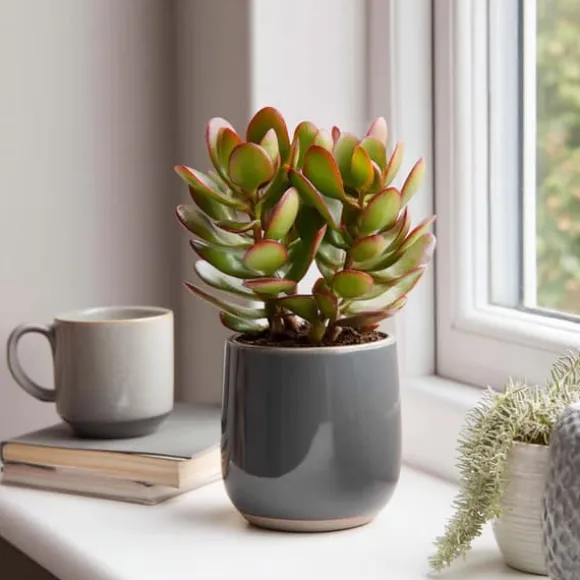 Crassula sukkulent - 2 kom. - Crassula ovata 'Sunset' - Højde 15-20cm - ⌀12cm