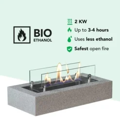 Cuneo bio-ethanol bordovn - Indendørs og udendørs - Betonlook - 2KW varme
