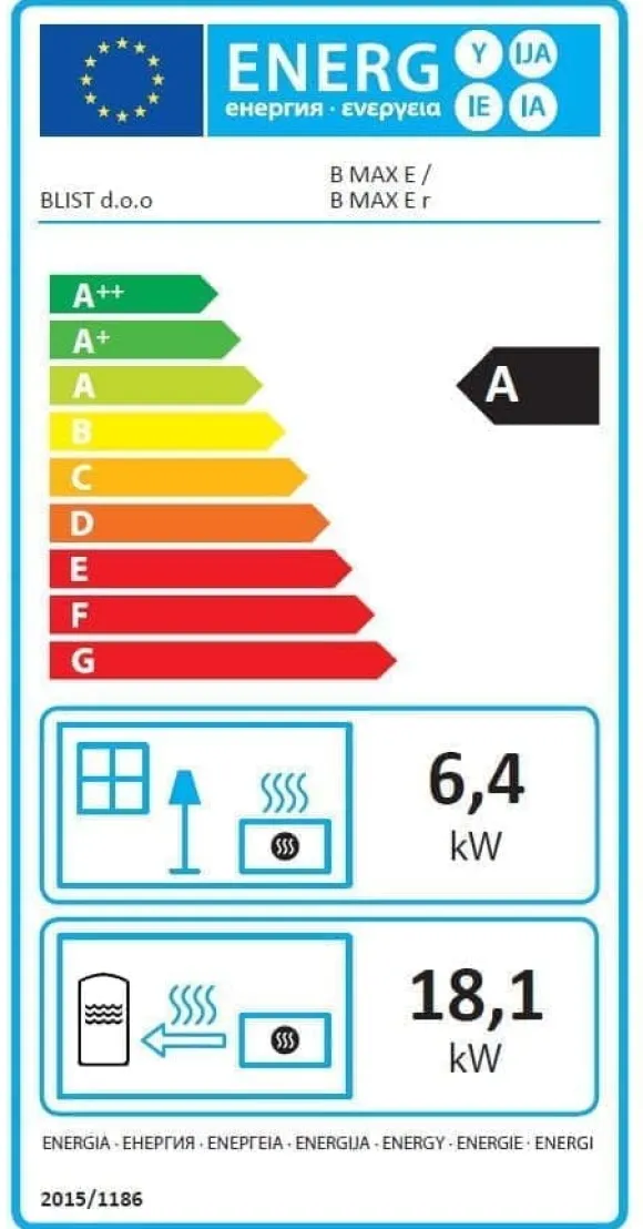 CV brændeovn - energimærke A - 26kW
