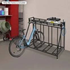 Cykelstativ - Fritstående gulvstativ - 4 Kroge - Opbevaring til hjem og garage - Pladsbesparende - Sort