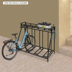 Cykelstativ - Fritstående gulvstativ - 4 Kroge - Opbevaring til hjem og garage - Pladsbesparende - Sort