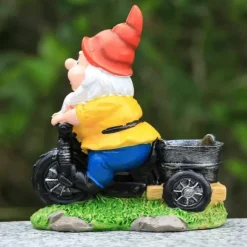 Cykeltur, dværge, dværge, gårdspladsstatuer, havedværge, dekorative skulpturer, ornamenter, harpiks