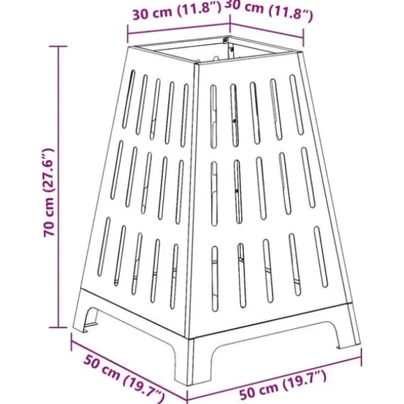Cylindrisk bålsted i stål - Udendørs ildgryde | Farve: Sort | Størrelse: 50x50x70 cm