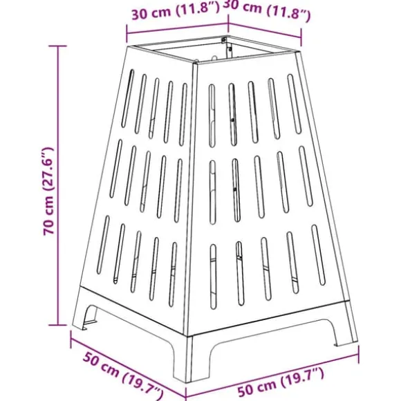 Cylindrisk bålsted i stål - Udendørs ildgryde | Farve: Sort | Størrelse: 50x50x70 cm