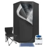 Dampsauna til Hjemmet - Bærbart Femkantet Telt Sæt - 1350 W Dampgenerator - Sammenklappelig Stol - Digital Styring - 9 Varmeniveauer