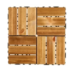 Deckfliser, Massivt træ, Sammenlåsende, 30x30x2 cm, Træ, Gulvbelægning