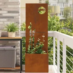 Dekorativ havprivatskærm i stål - Elegant mønster | Størrelse: 50 x 140 cm | Farve: Rusten