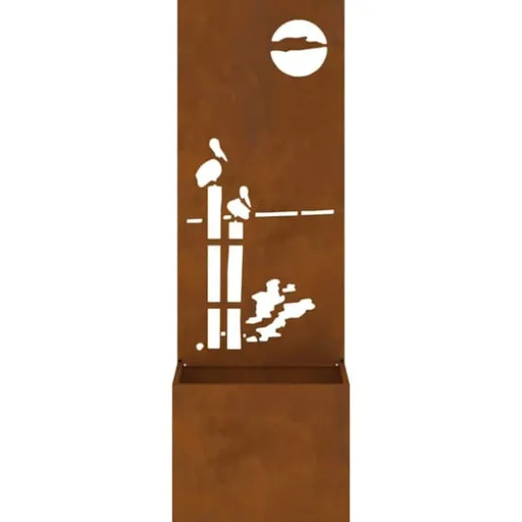 Dekorativ havprivatskærm i stål - Elegant mønster | Størrelse: 50 x 140 cm | Farve: Rusten