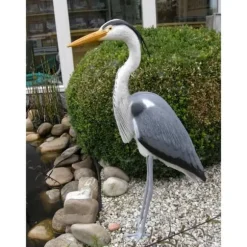 Dekorativ hejre - UBBINK - Harpiks - Højde 87 cm - Grå