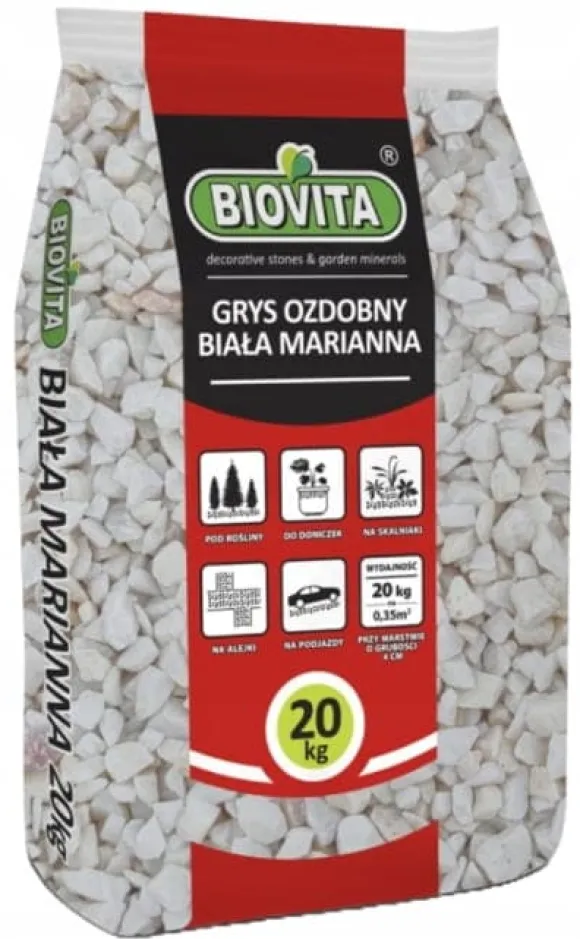 Dekorative flis Hvid Mariana 16-32 mm Hvid og grå dekorativ sten 20 kg