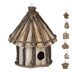 Dekorativt fuglehus, Træ, 39x21x14 cm, Natur