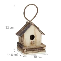 Dekorativt fuglehus, Træ, 28,5x20,5x17,5 cm, Natur