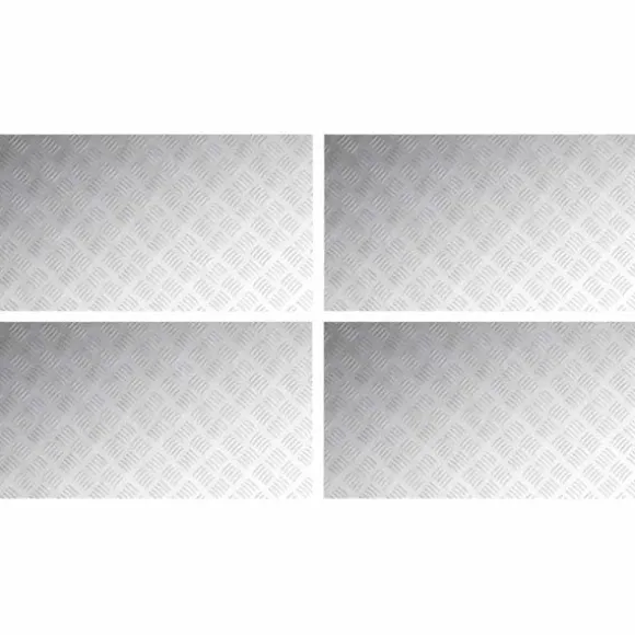 4-delt Aluminium Checker Plader - Skridsikre Trappetrin | Størrelse: 90x50 cm | Farve: Sølv
