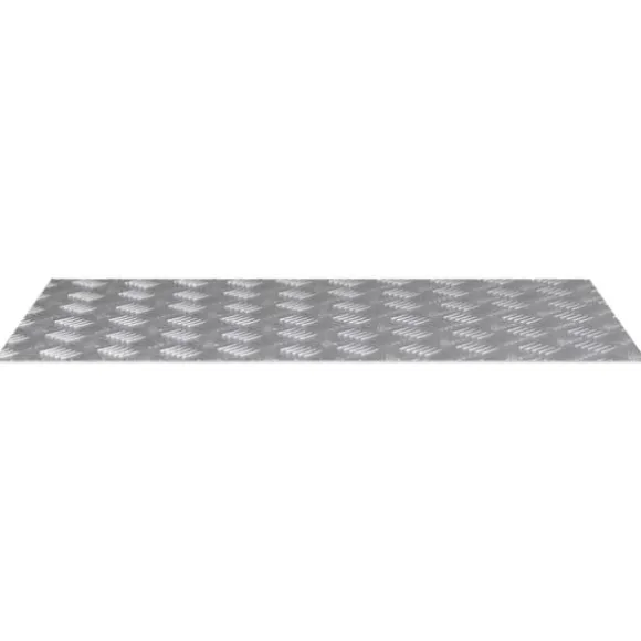 4-delt Aluminium Checker Plader - Skridsikre Trappetrin | Størrelse: 90x50 cm | Farve: Sølv