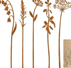 5-delt metalblomster havepinde – udendørs dekorative plantepinde, metalkunst til gård, græsplæne og blomsterbed