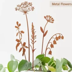 5-delt metalblomster havepinde – udendørs dekorative plantepinde, metalkunst til gård, græsplæne og blomsterbed